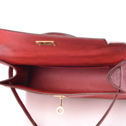 Hermes Ostrich Kelly Pochette Rouge Vif 5 of 8