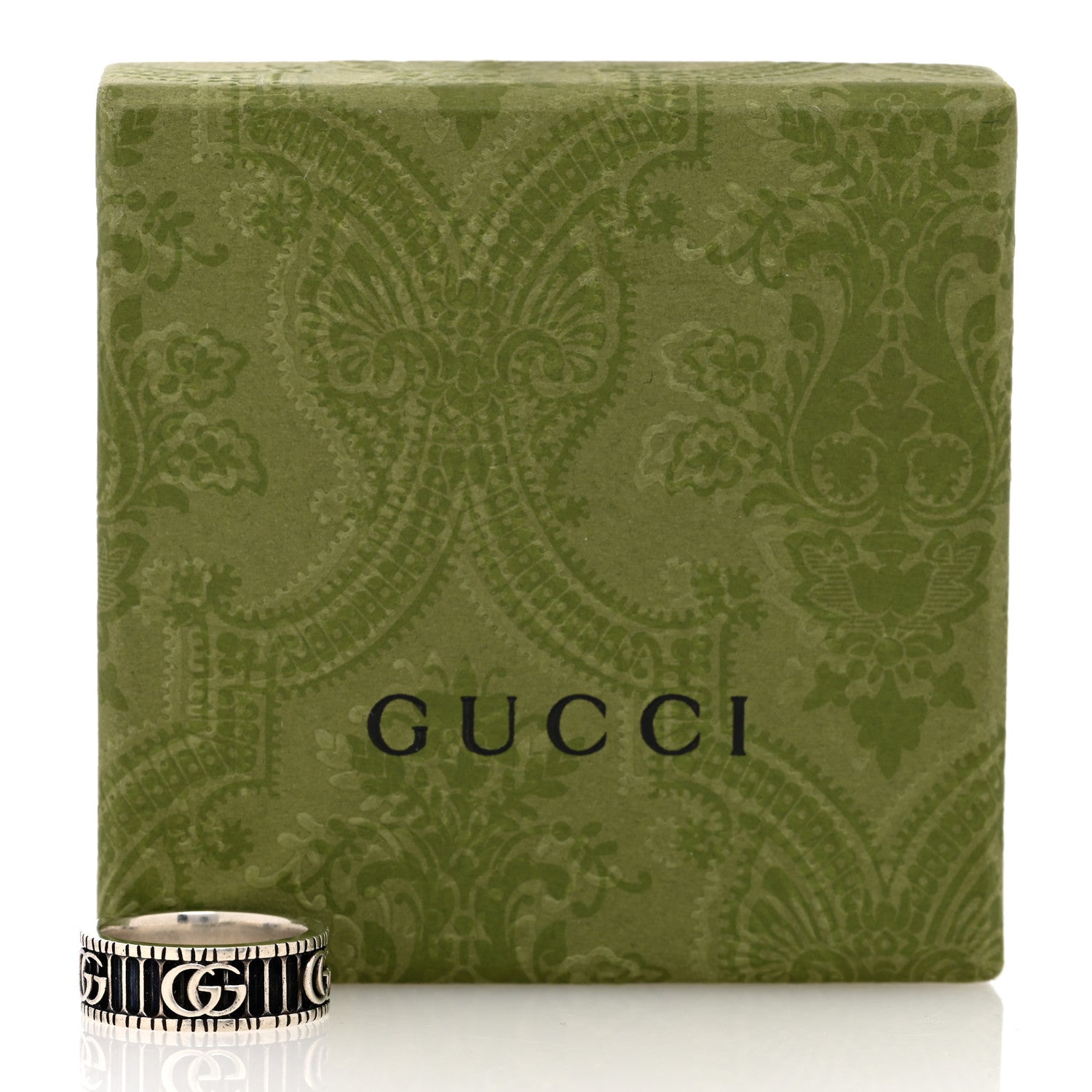 Gucci Sterling Silver Double G Band Ring 58 8.25 5 of 5