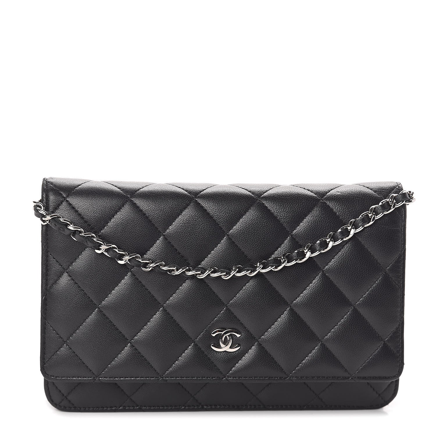 Chanel Lambskin Quilted Wallet On Chain WOC Black 1 of 10