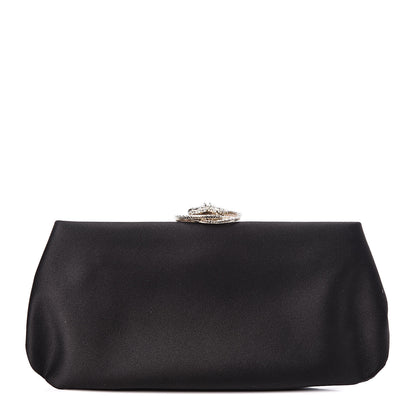 Chanel Satin Crystal Camellia Evening Frame Clutch Black 1 of 10