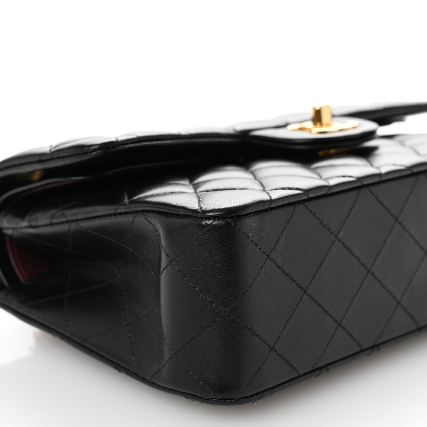 Lambskin Quilted Small Double Flap Black
