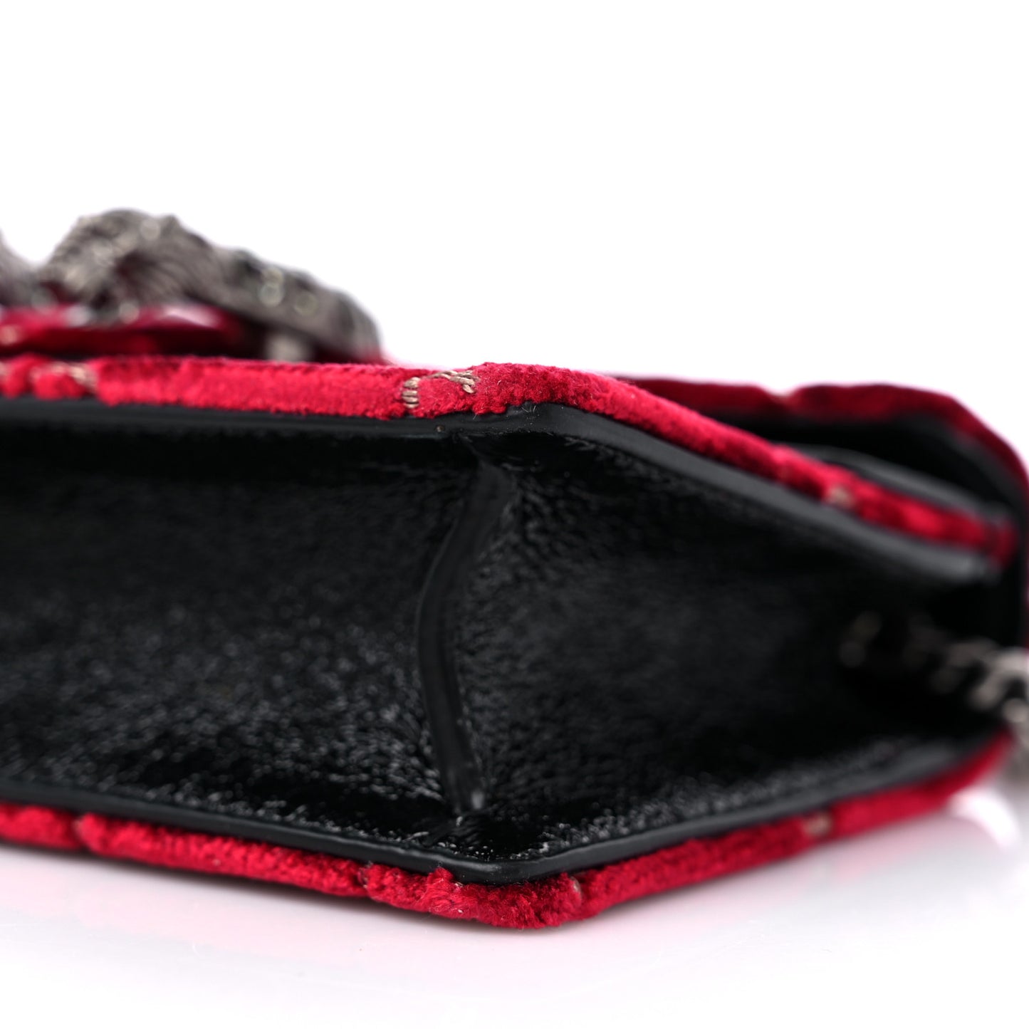 Velvet GG Monogram Super Mini Dionysus Shoulder Bag Red Cipria Black