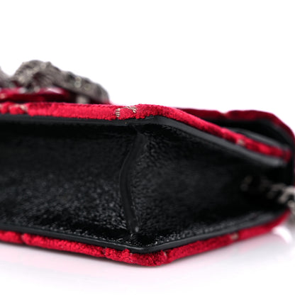 Gucci Velvet GG Monogram Super Mini Dionysus Shoulder Bag Red Cipria Black 8 of 8