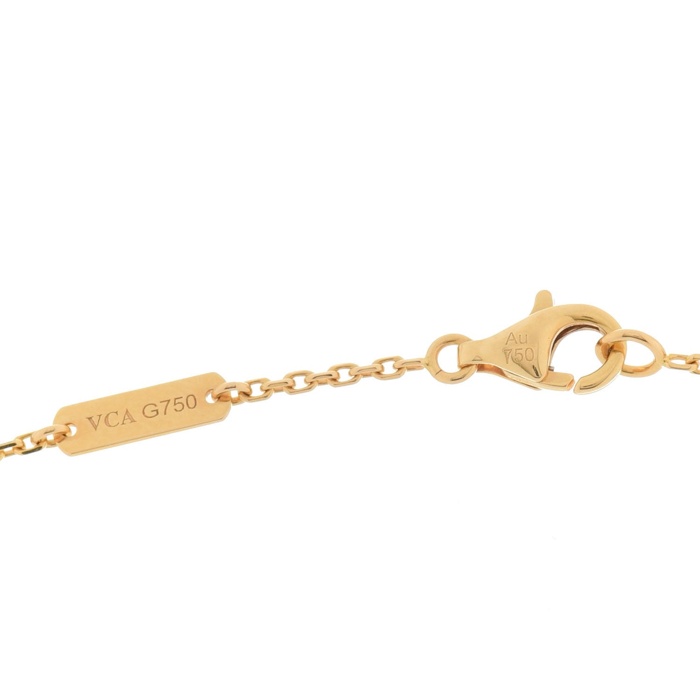 18K Yellow Gold Mother of Pearl Vintage Alhambra Pendant Necklace