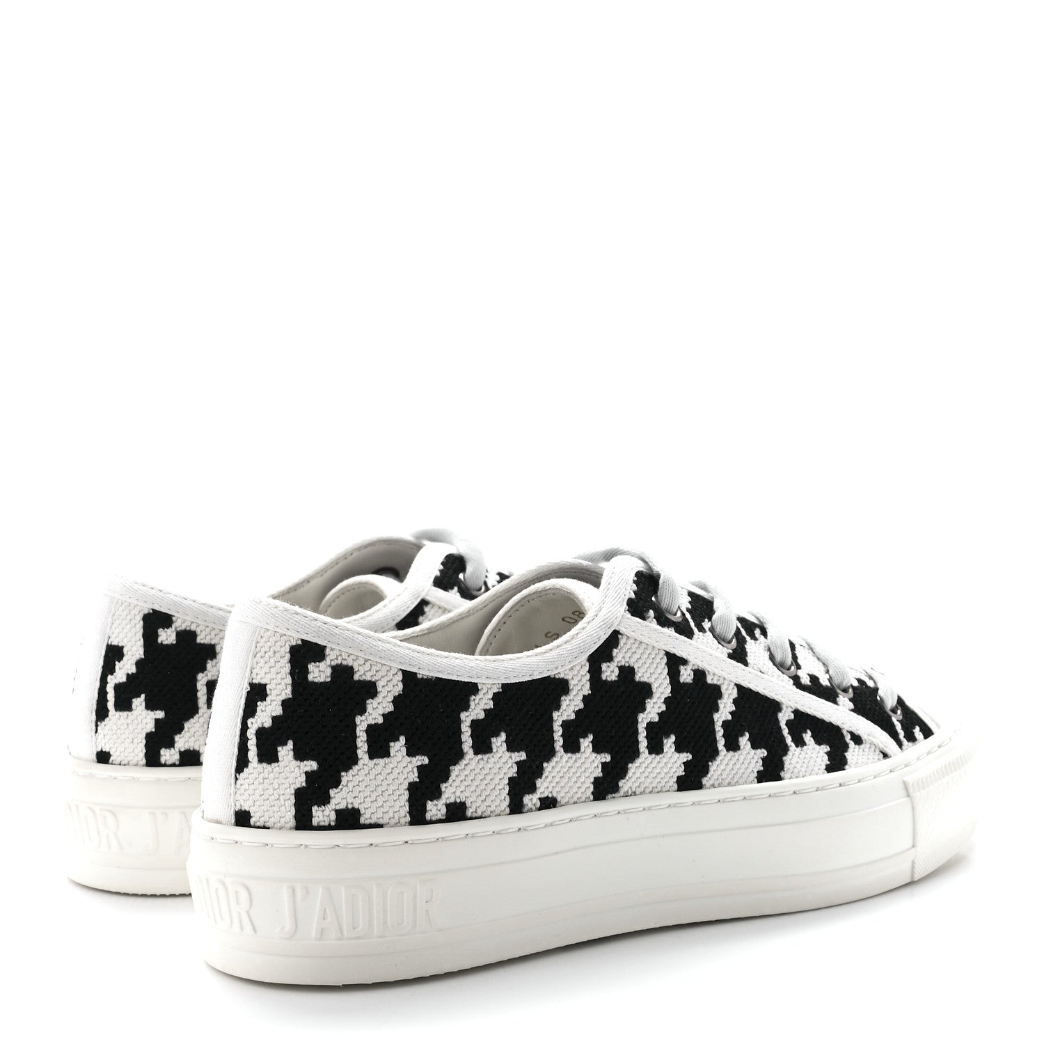 Christian Dior Canvas Macro Houndstooth Embroidered Womens Walk'N'Dior Low Top Sneakers 36 White Black 4 of 9