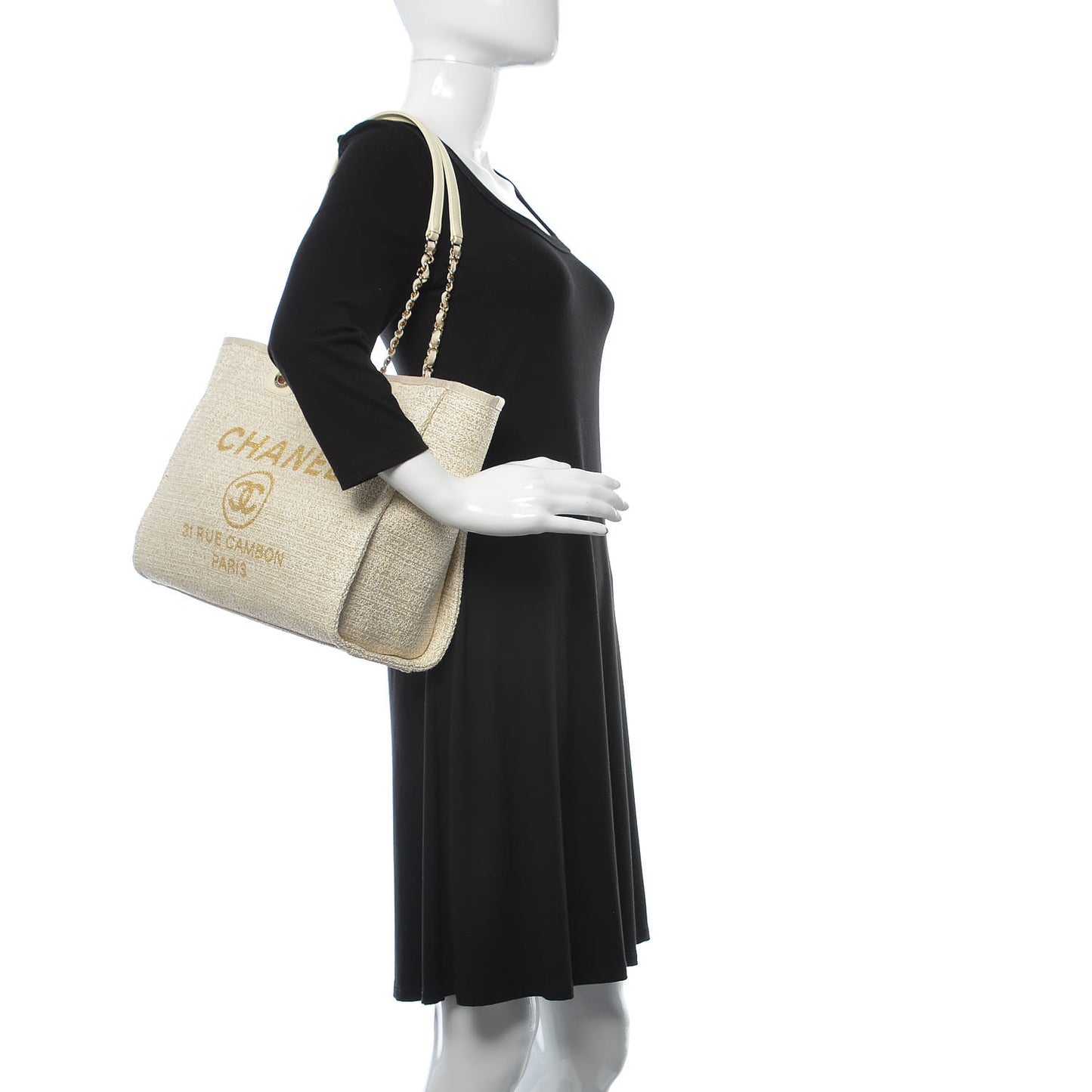 Woven Straw Raffia Small Deauville Tote Light Beige
