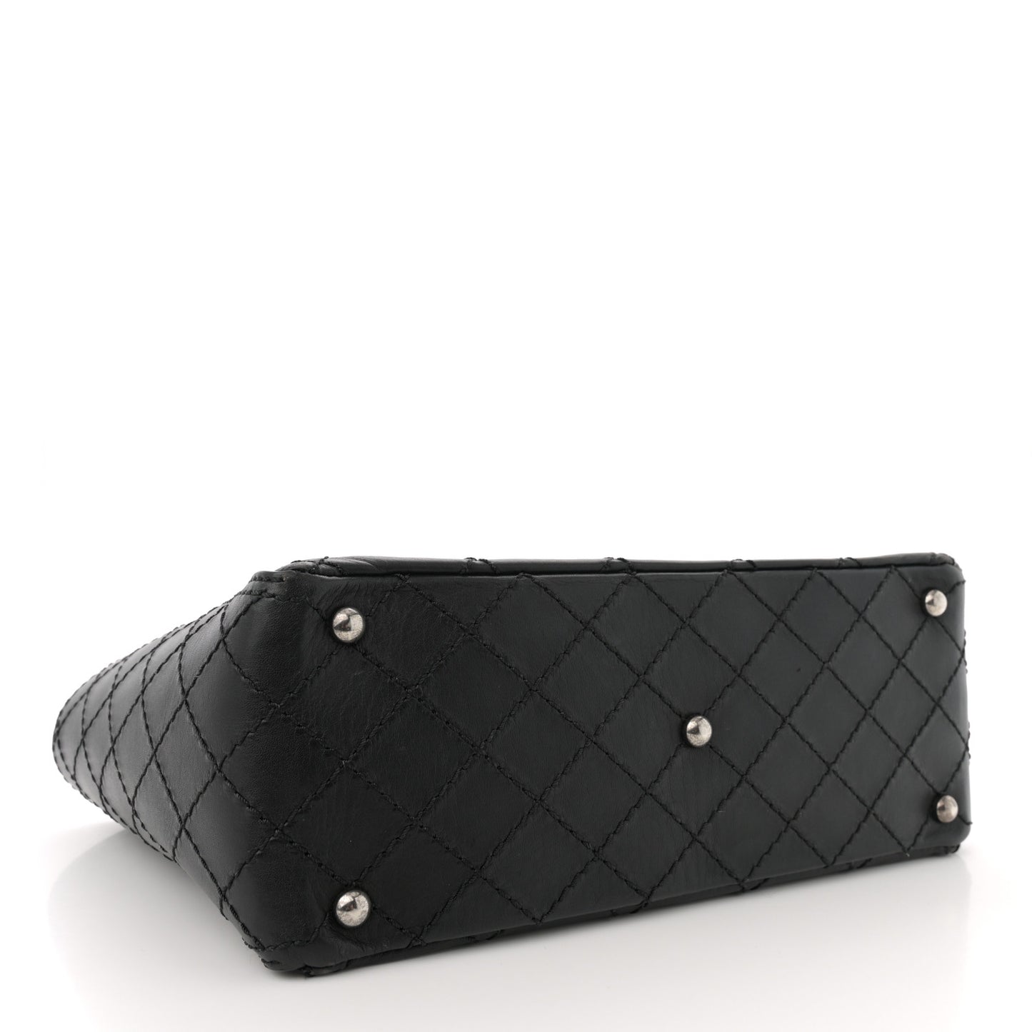 Grained Calfskin CC Pocket Tote Black
