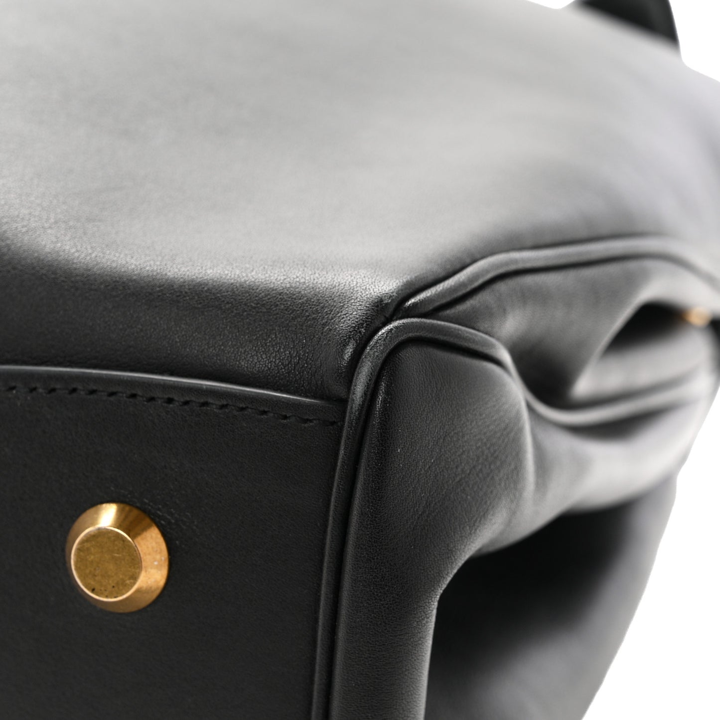 Smooth Calfskin Large Rodeo Top Handle Handbag Black