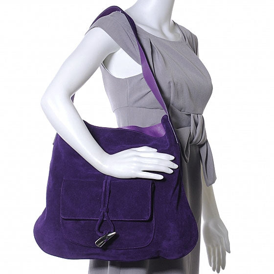 Suede Belsouk Horn Toggle Shoulder Bag Amethyst