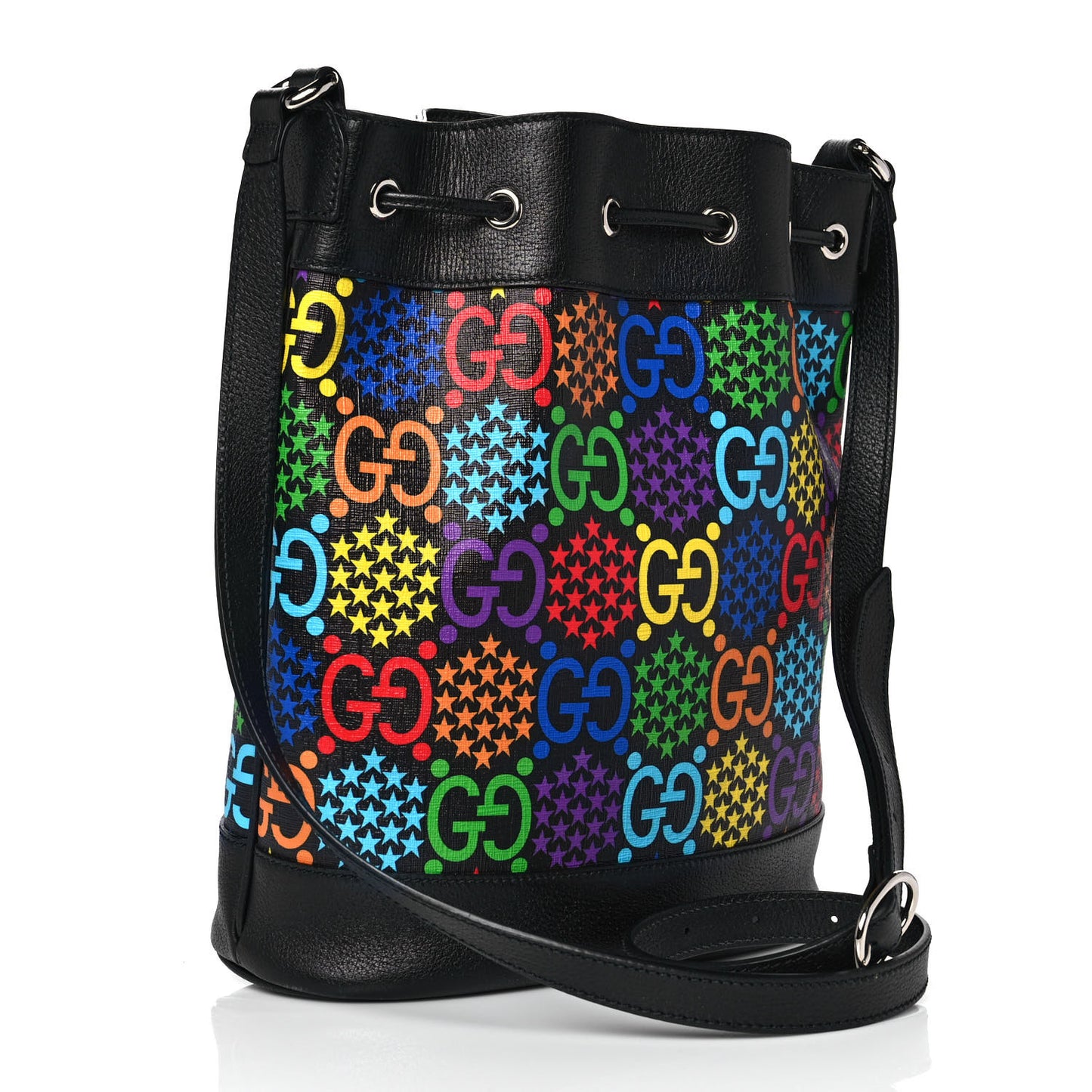 GG Supreme Monogram Psychedelic Bucket Bag Black