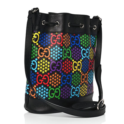 Gucci GG Supreme Monogram Psychedelic Bucket Bag Black 2 of 9