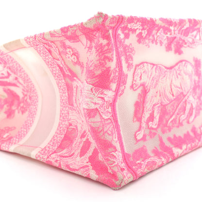 Christian Dior Transparent Canvas Embroidered Small Toile De Jouy Reverse Book Tote Fluorescent Pink 9 of 17