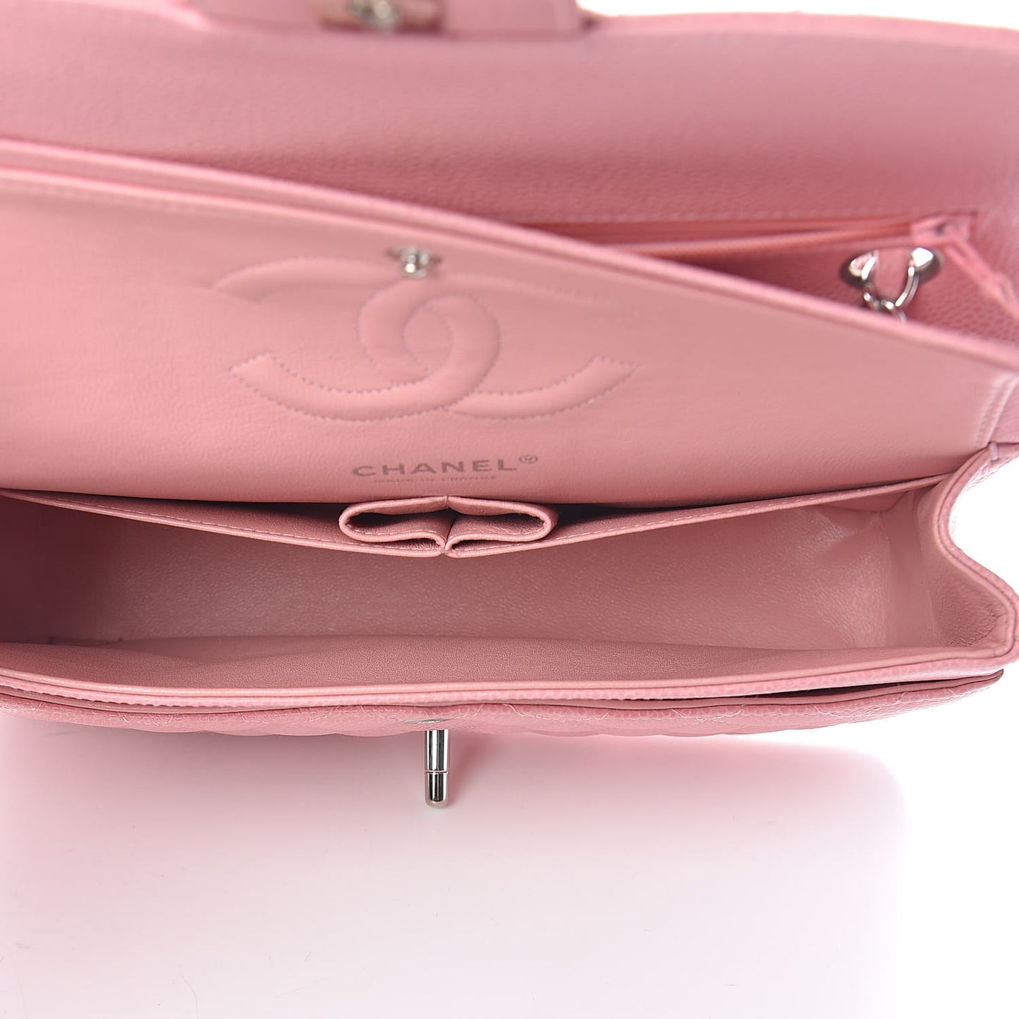 Caviar Quilted Medium Double Flap Pink