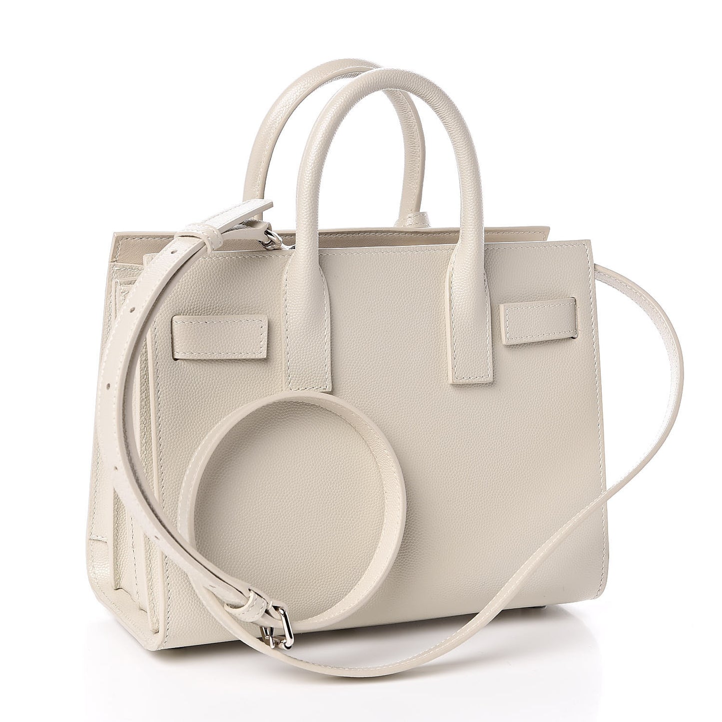 Grained Calfskin Nano Sac de Jour Dove White