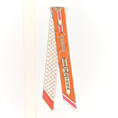 Hermes Silk Grand Tralala Twilly Creme Roux Corail 2 of 4