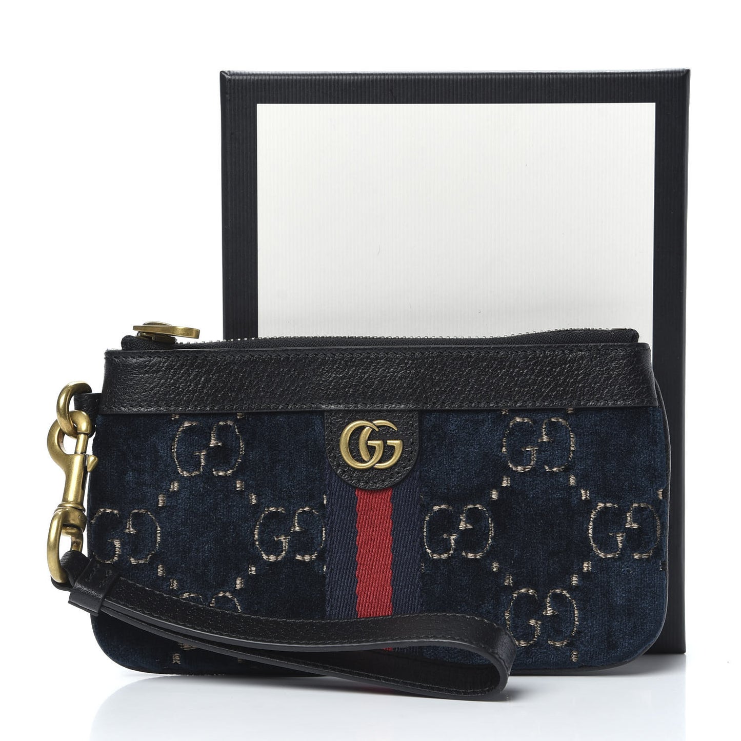 Velvet GG Monogram Textured Calfskin Web Smartphone Case Blue Beige Black