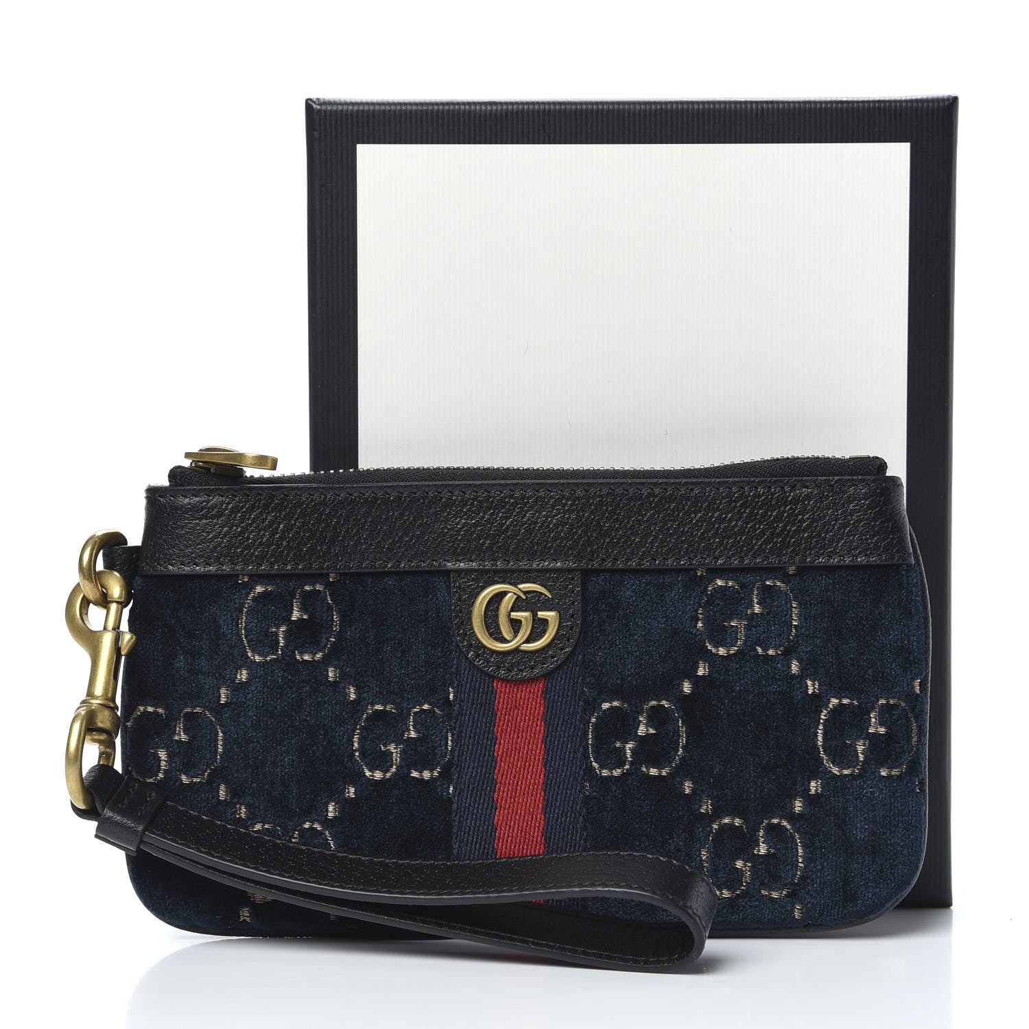 Gucci Velvet GG Monogram Textured Calfskin Web Smartphone Case Blue Beige Black 7 of 7
