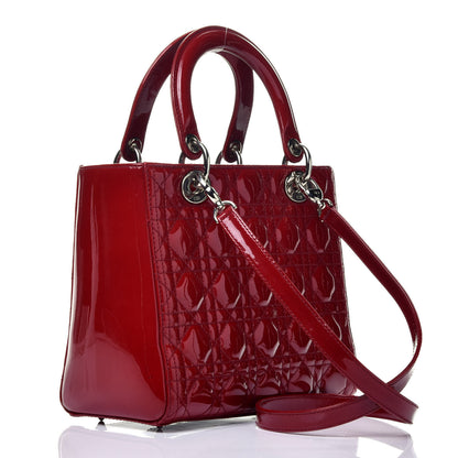 Christian Dior Patent Cannage Medium Lady Dior Red 3 of 11