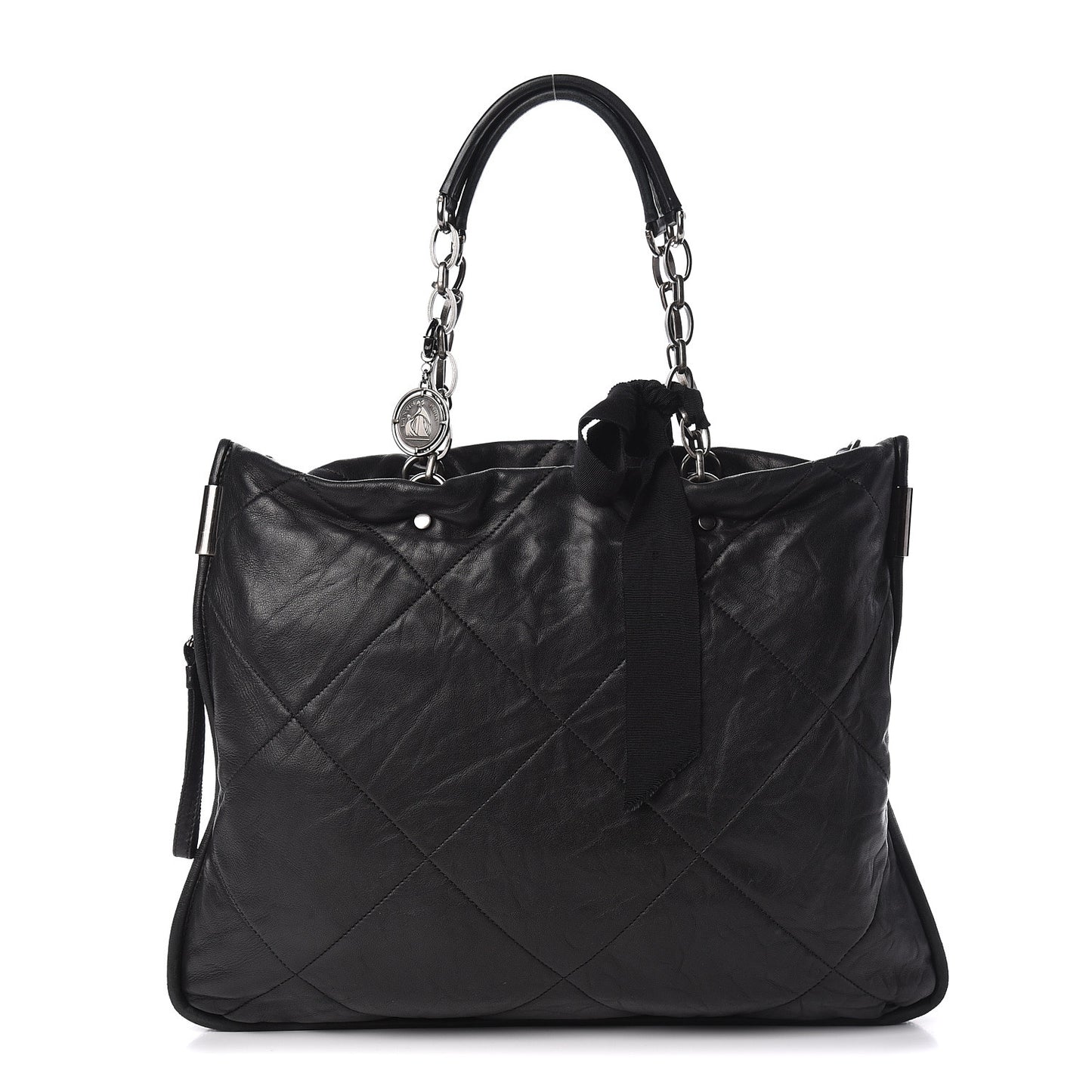 Lambskin Quilted Amalia Tote Black