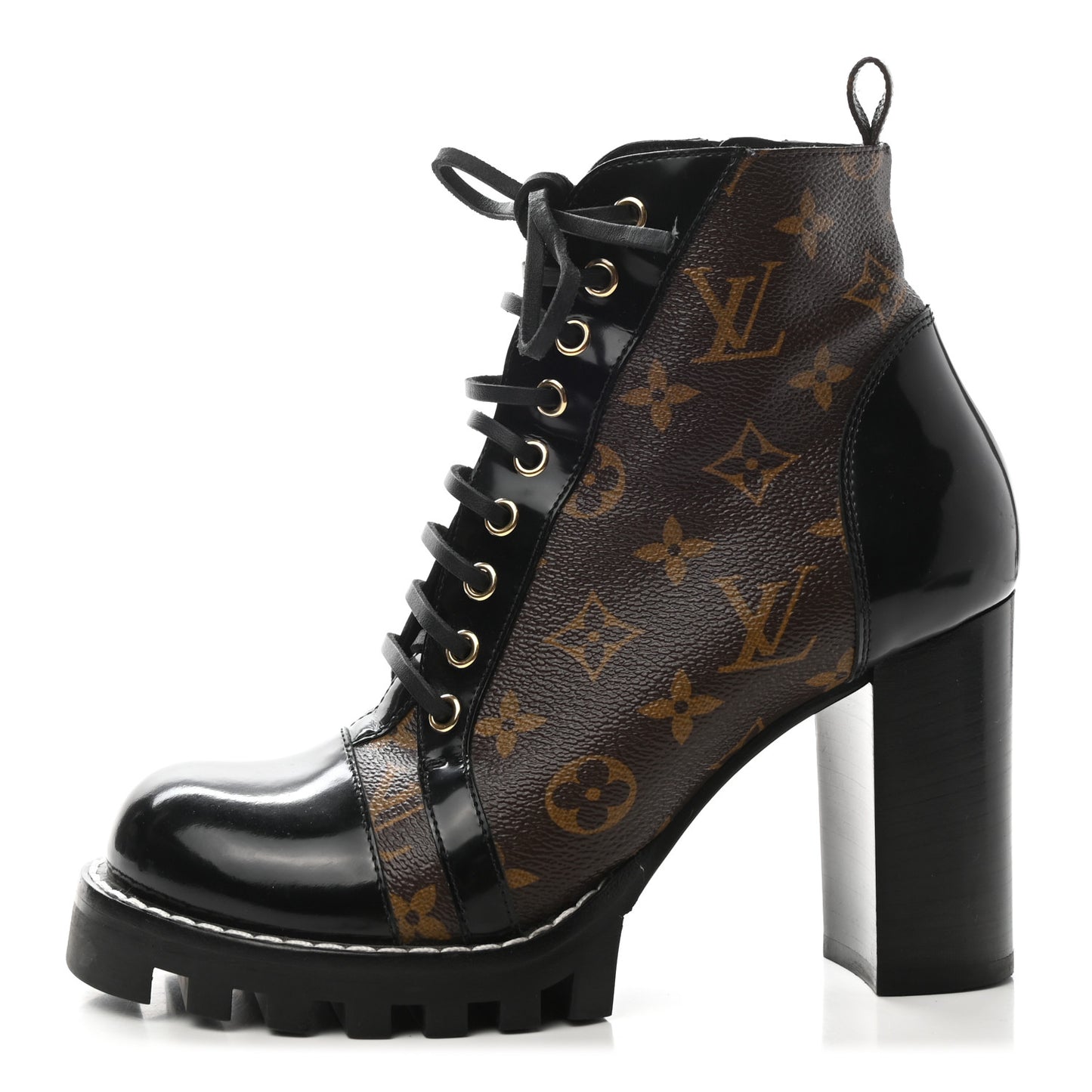 Patent Calfskin Monogram Star Trail Ankle Boots 39 Black