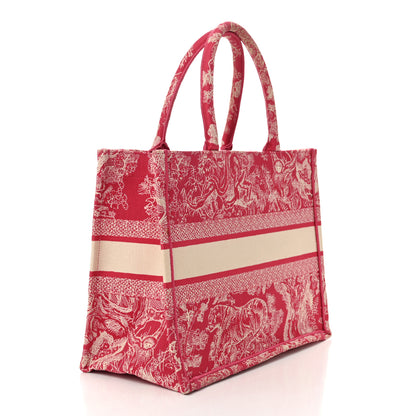 Christian Dior Canvas Embroidered Medium Dioriviera Toile De Jouy Book Tote Raspberry 3 of 10