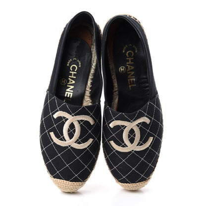 Chanel Fabric Biarritz CC Espadrilles 37 Black 5 of 11