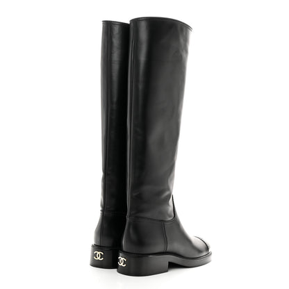 Chanel Calfskin Cap Toe High Boots 39 Black 4 of 9