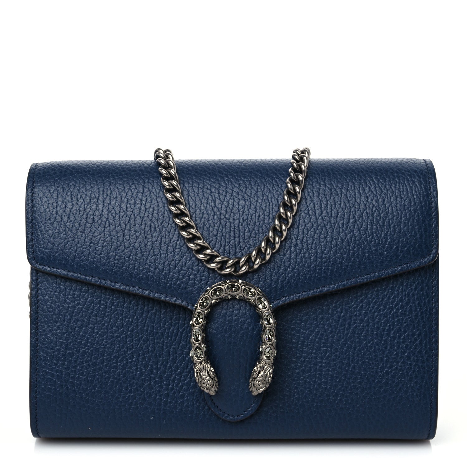 Gucci Dollar Calfskin Crystal Mini Dionysus Chain Wallet Blue Agata Black Diamond 1 of 8
