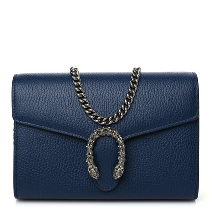 Gucci Dollar Calfskin Crystal Mini Dionysus Chain Wallet Blue Agata Black Diamond 1 of 8