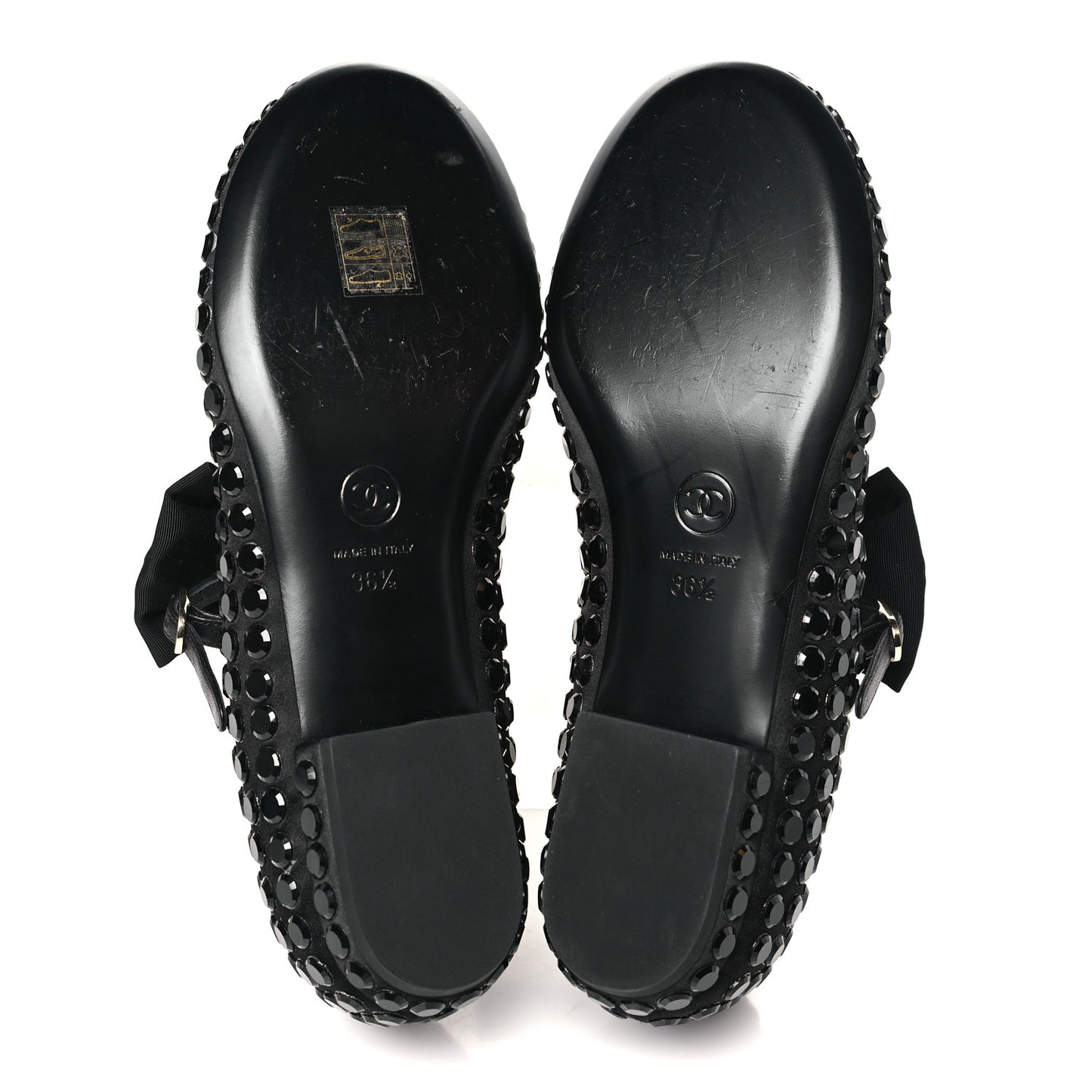 Satin Strass Bow Mary Jane Flats 36.5 Black