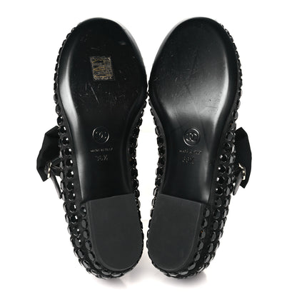 Chanel Satin Strass Bow Mary Jane Flats 36.5 Black 5 of 9