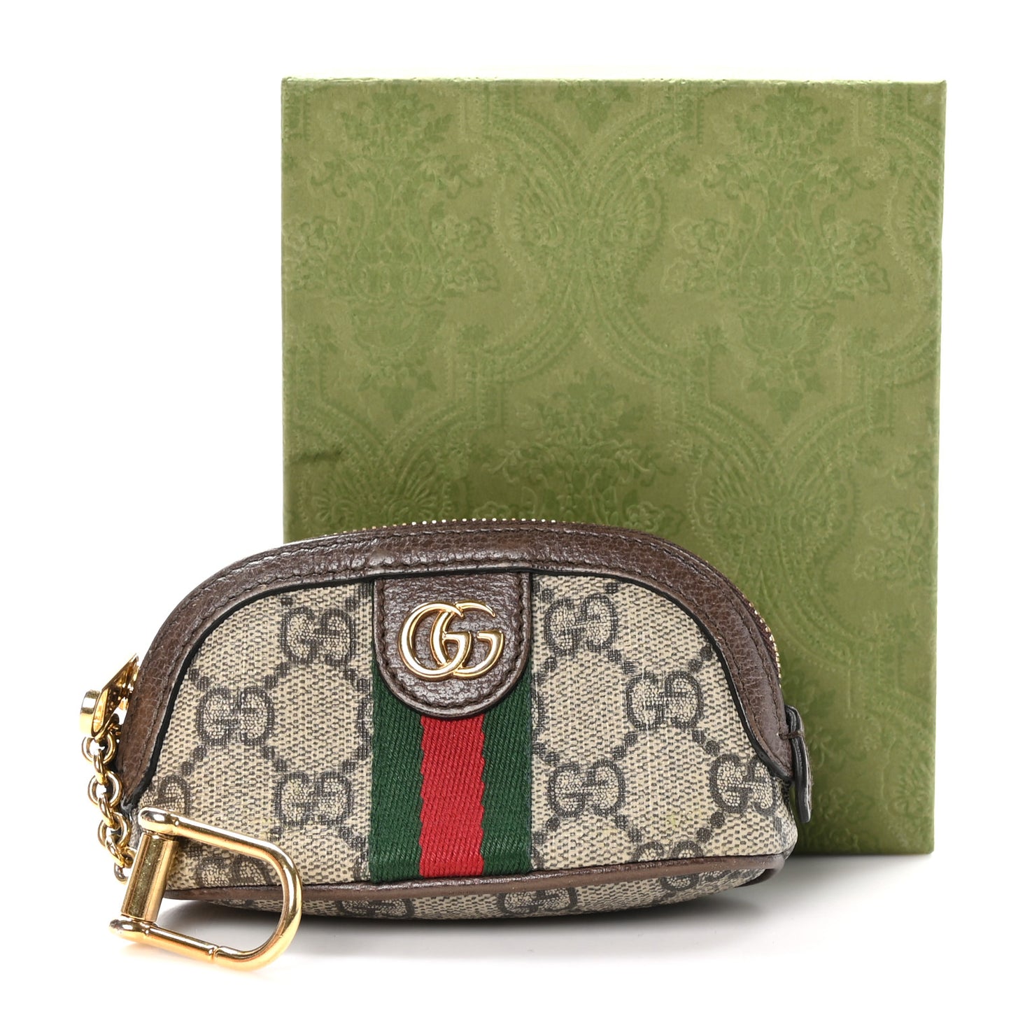 GG Supreme Monogram Web Ophidia Dome Key Pouch Beige New Acero