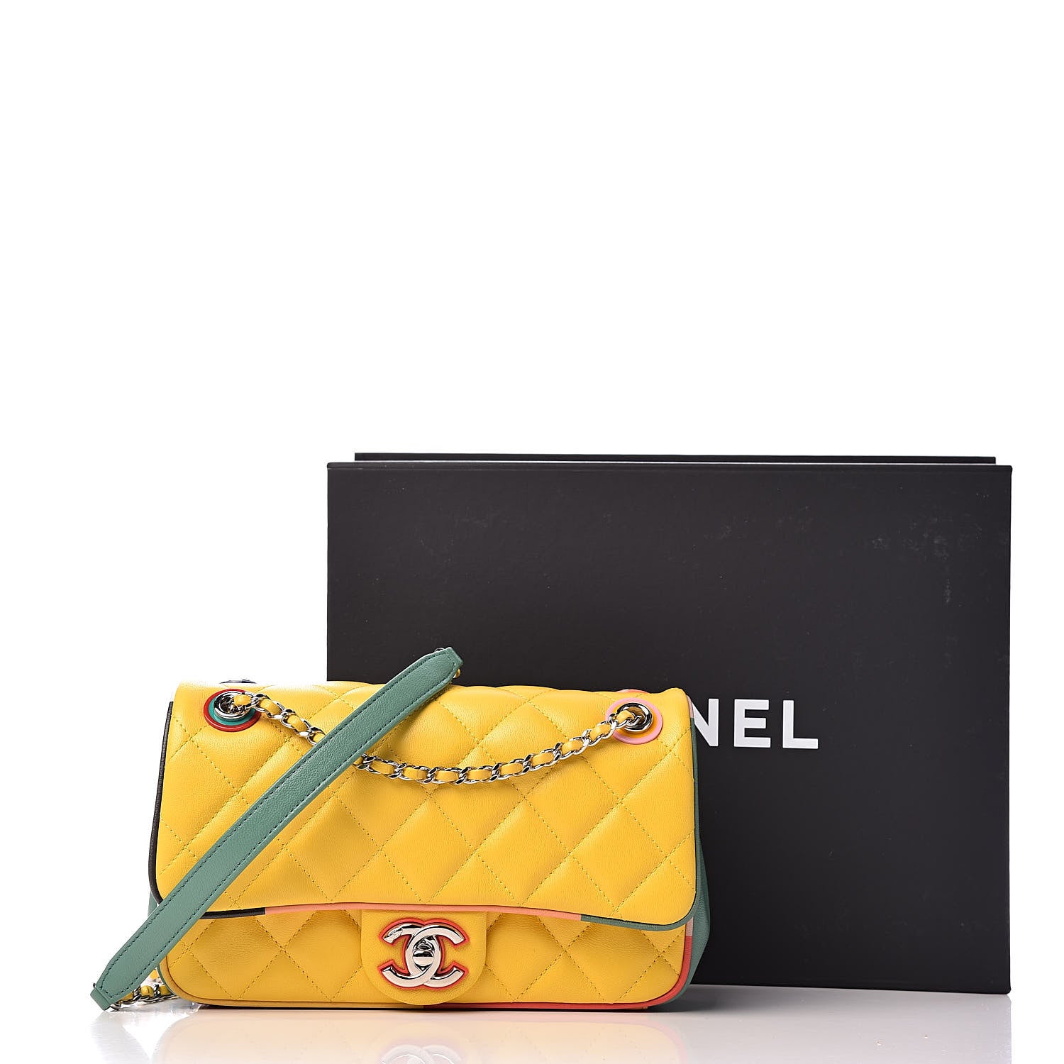 Chanel Lambskin Plexiglass Quilted Small Cuba Color Flap Yellow Multicolor 11 of 11