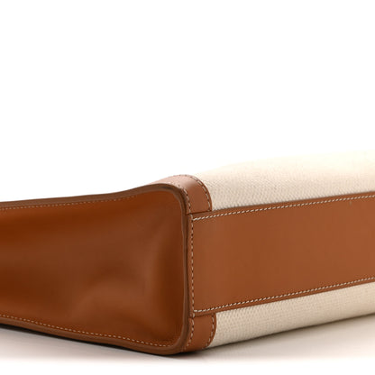 Celine Canvas Calfskin Small Vertical Cabas Natural Tan 9 of 10
