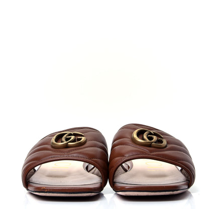 Gucci Nappa Matelasse GG Marmont Flat Slide Sandals 40 Cuir 2 of 5