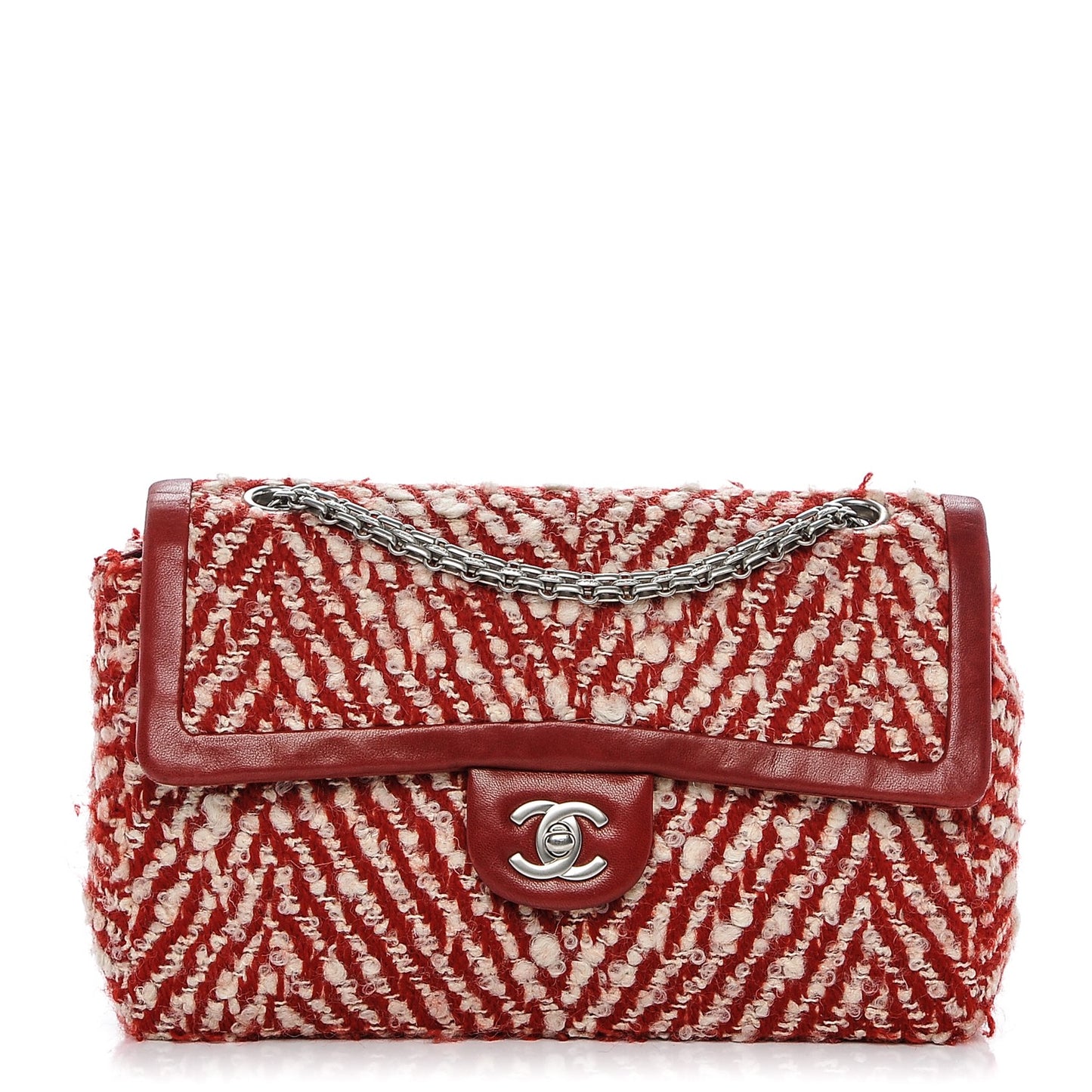 Chevron Tweed Medium Flap Red White
