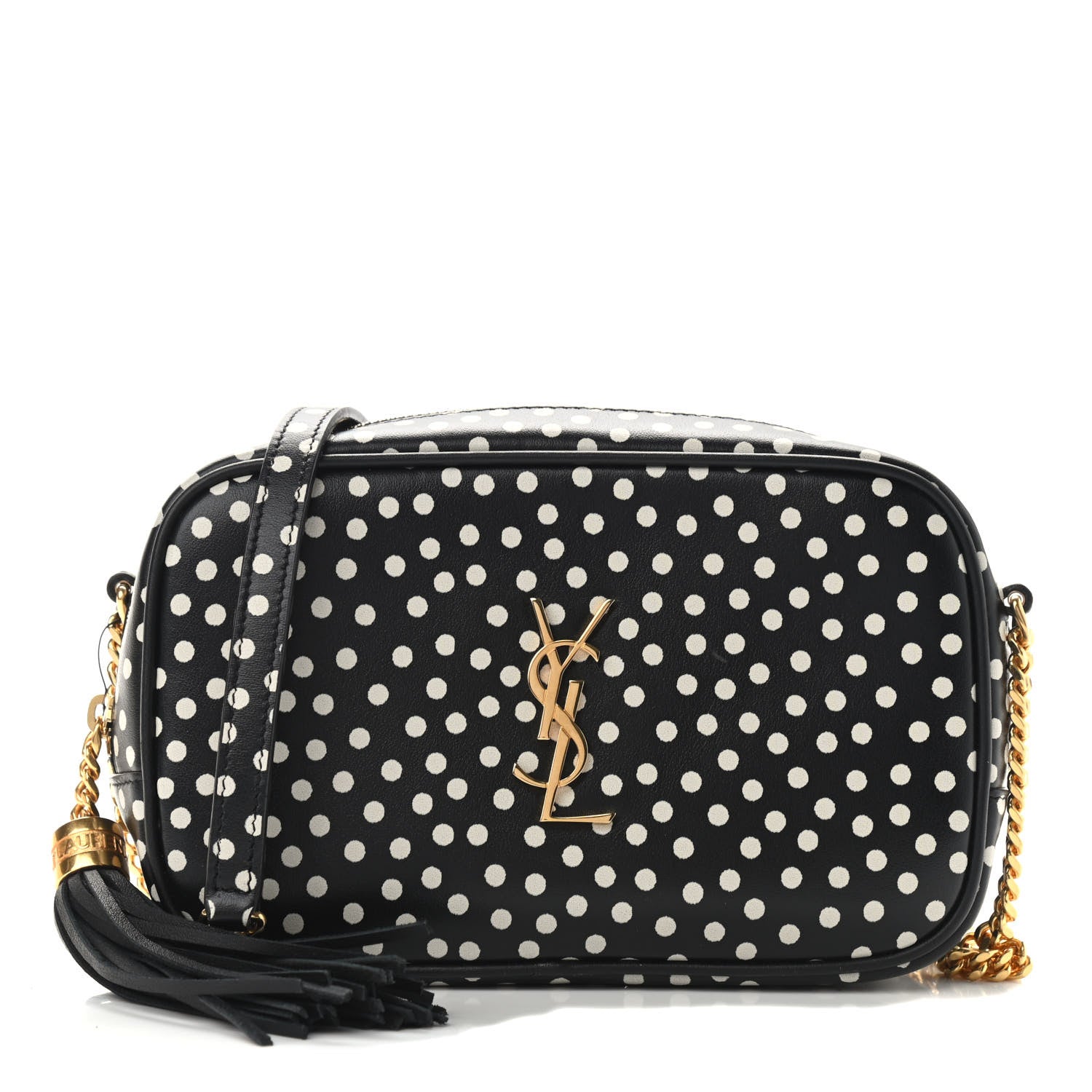 Saint Laurent Calfskin Printed Polka Dot Mini Lou Camera Bag Black Crema Soft 1 of 9