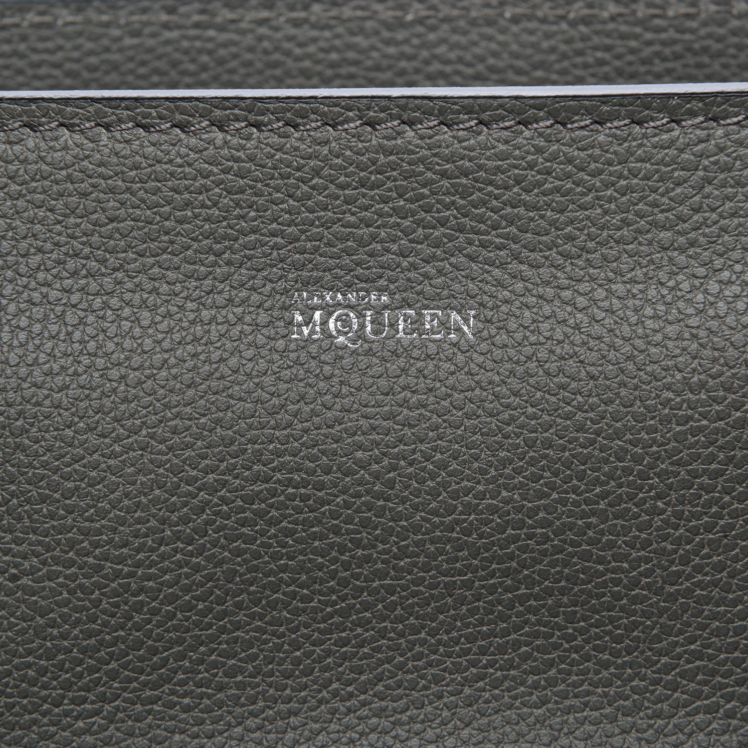 Alexander McQueen Pebbled Calfskin Large Skull Padlock Zip Around Tote Dark Grey 6 of 7