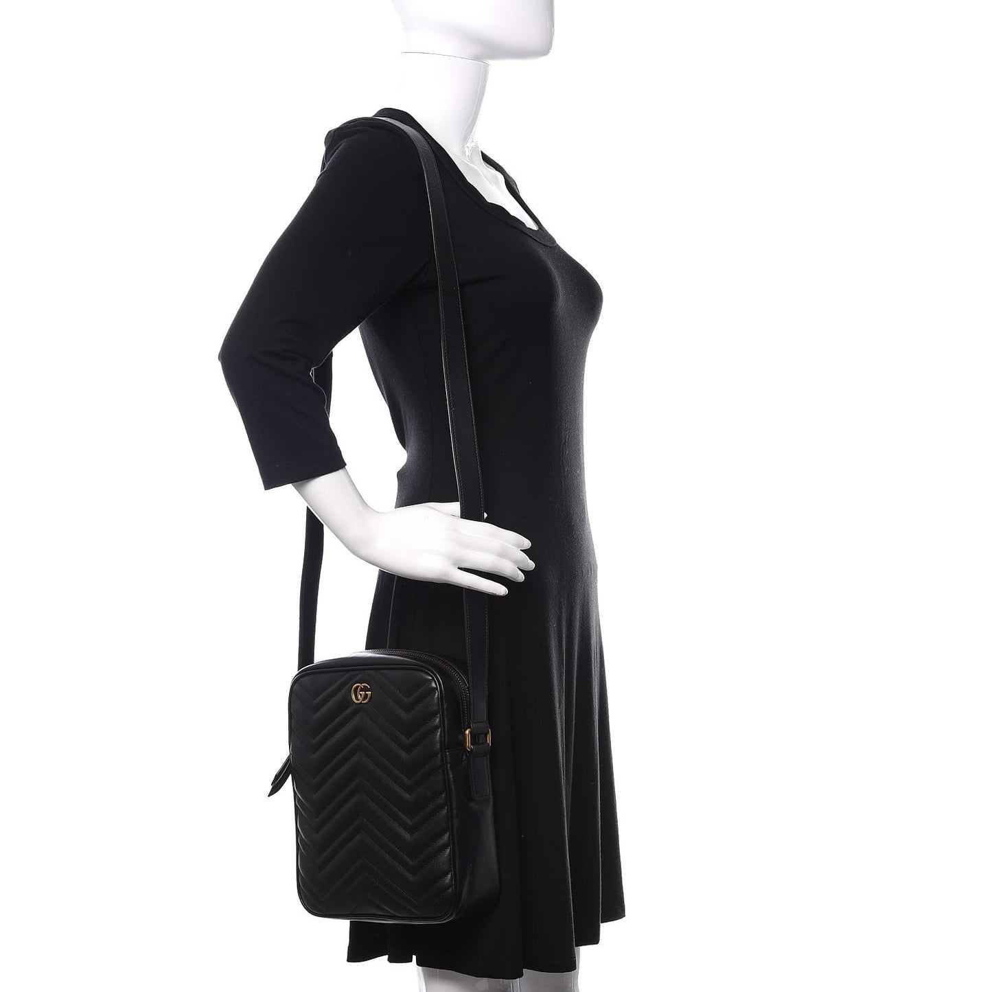 Calfskin Matelasse GG Marmont Travel Bag Black