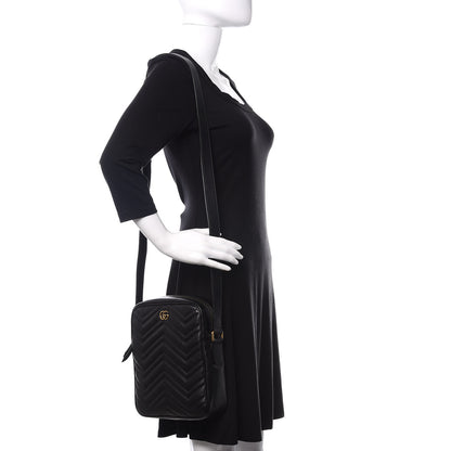 Gucci Calfskin Matelasse GG Marmont Travel Bag Black 2 of 11