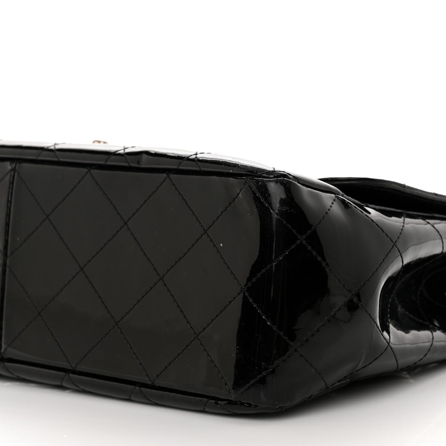 Patent Quilted Jumbo Single Flap Black