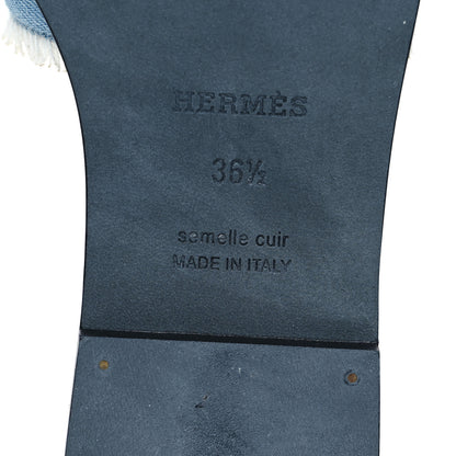 Hermes Denim Oran Fringe Sandals 36.5 Bleu Clair 6 of 8