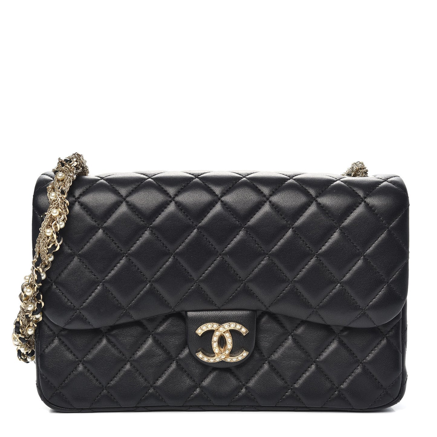 Lambskin Medium Westminster Pearl Flap Black