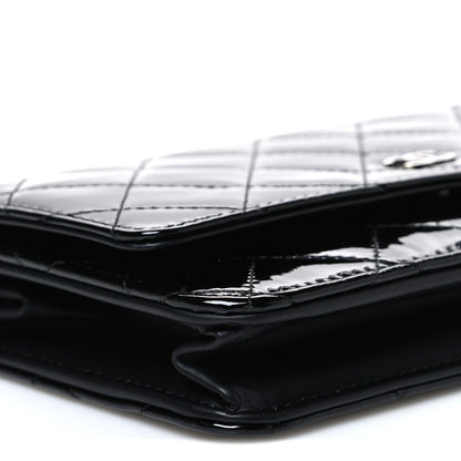 Chanel Patent Quilted Wallet On Chain WOC Black 10 of 11