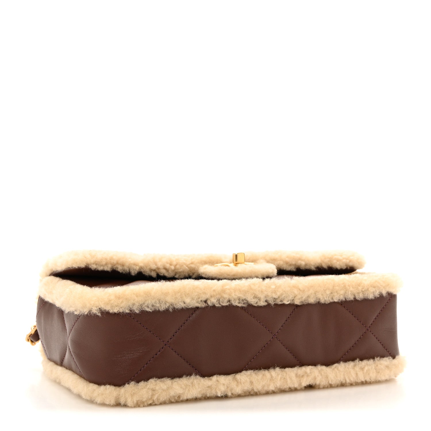 Chanel Shearling Lambskin Quilted Furry Coco Flap Beige Dark Brown 4 of 11