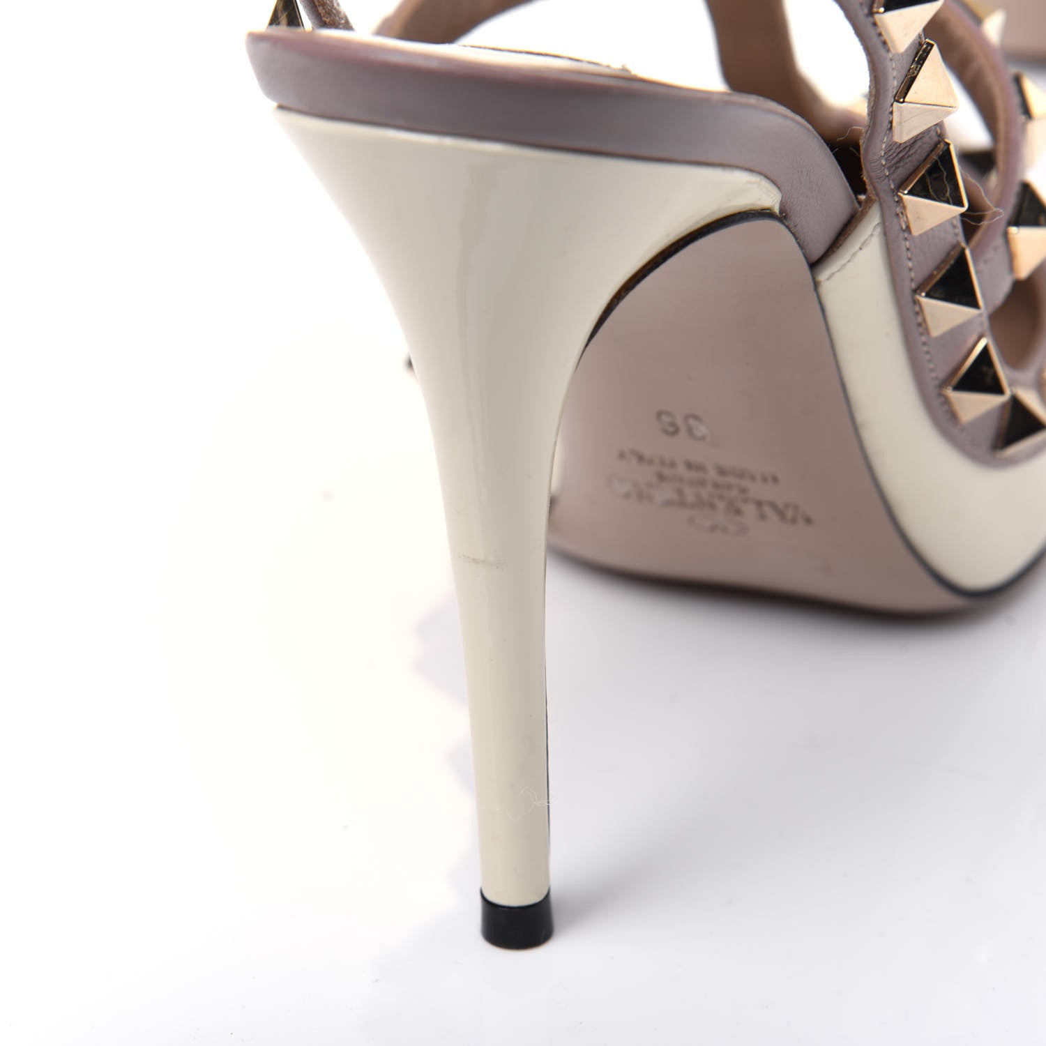 Valentino Garavani Patent Rockstud Ankle Strap 100mm Pumps 36 Light Ivory Poudre 11 of 14