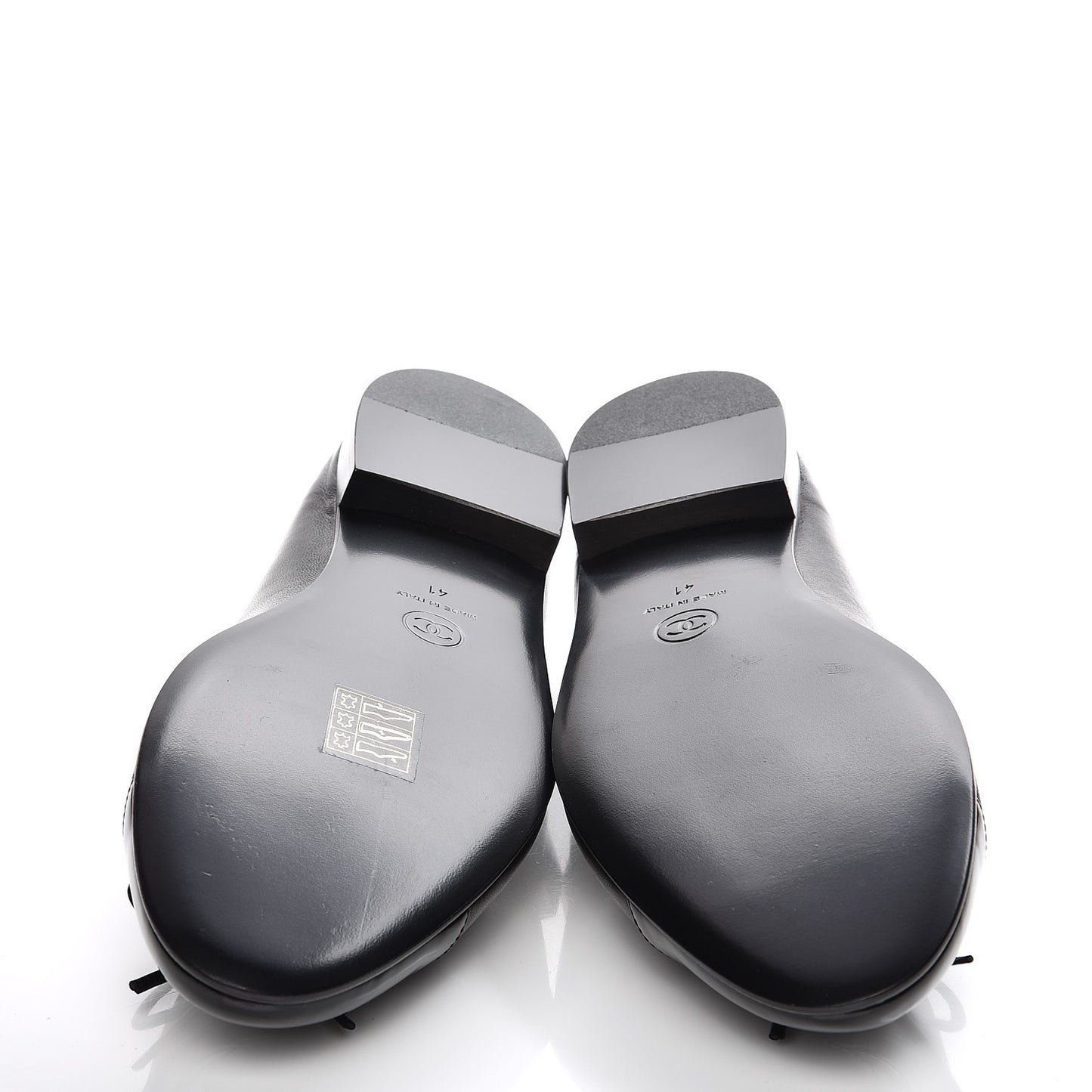 Lambskin Patent Cap Toe Ballerina Flats 41 Black