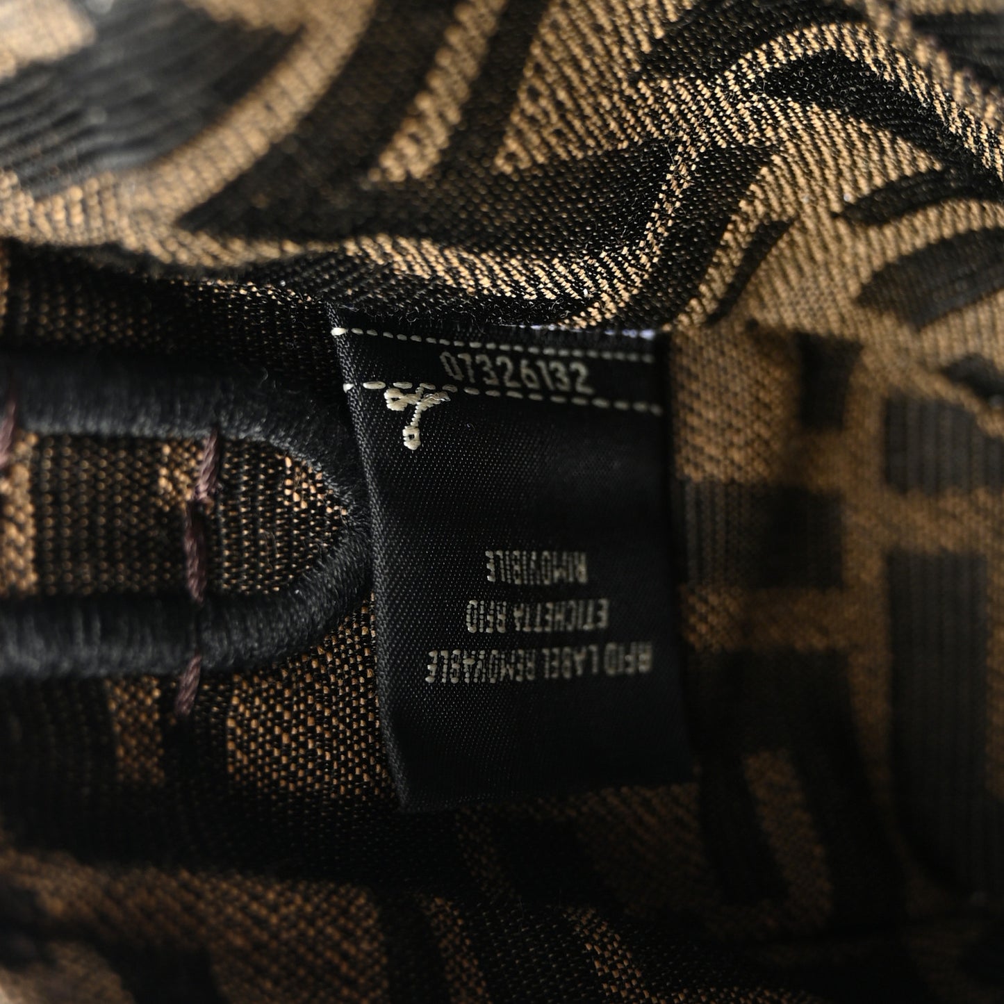 Fabric Jacquard FF 1974 Mini Baguette Tobacco Moro Black