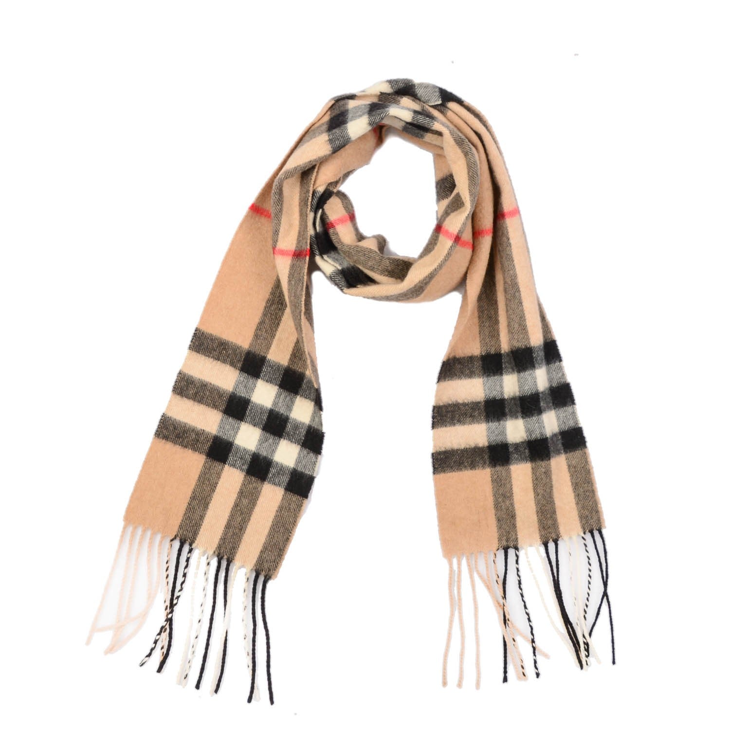 Burberry Cashmere Giant Check Skinny Scarf Camel 1 of 4