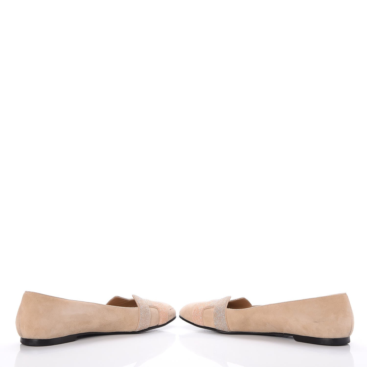 Hermes Suede Goatskin Crystal Powder Nice Ballerina Flats 39 Nude 5 of 10